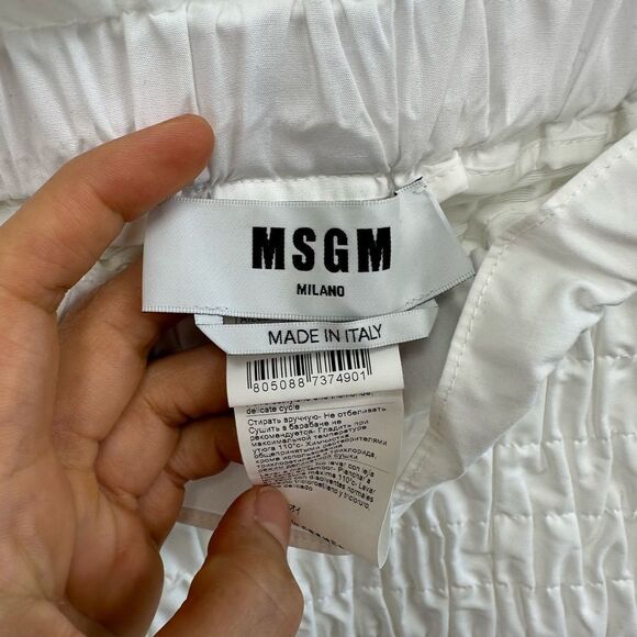 MSGM White Stretch Ruched Skirt Ruffle Mini Bodycon Size 6 EU 42 - Picture 8 of 9